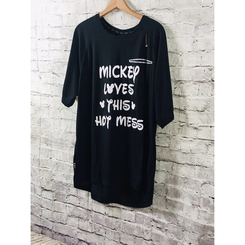 AND1 Women's "MICKEY LOVES THIS HOT MESS" DISNEY Tee T-shirt Kathy 2X PLUS